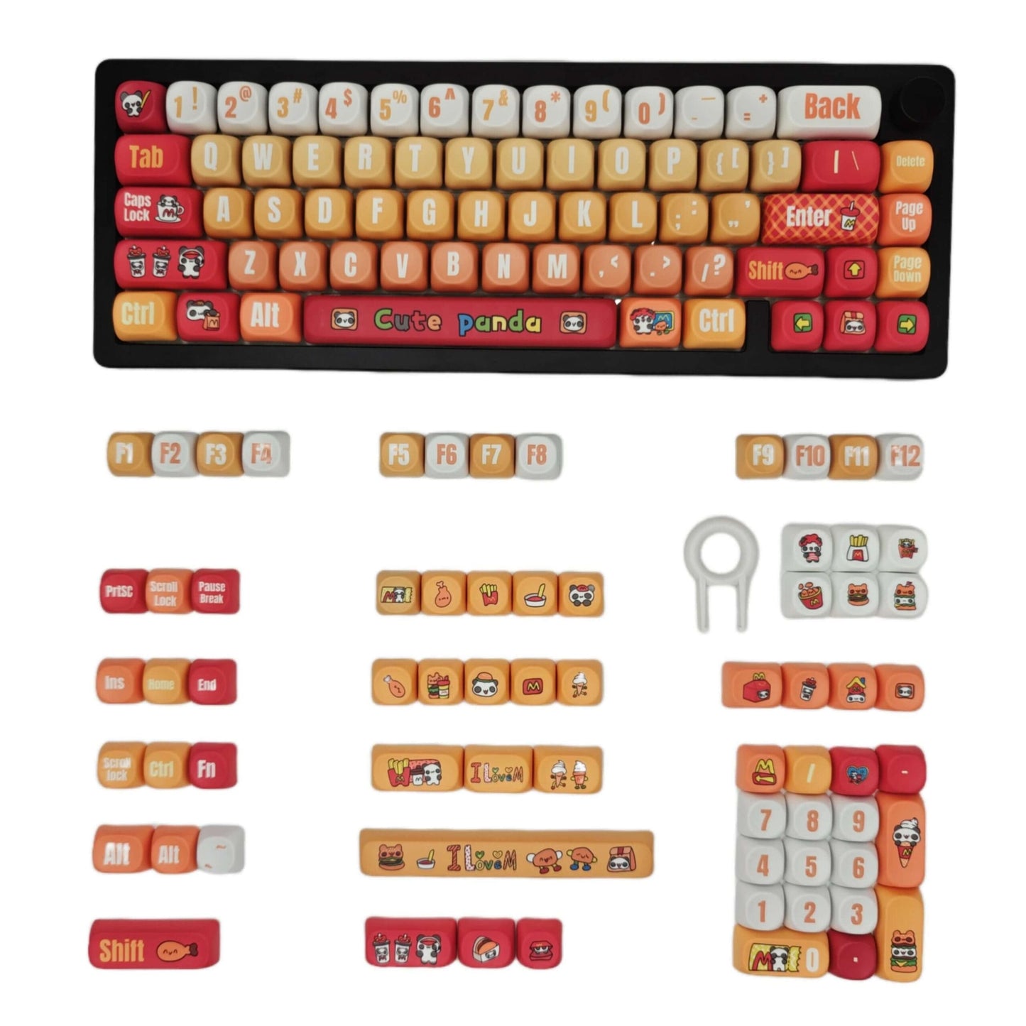 KeycapGuru Cute Panda MOA Keycap Set - PBT, 135 Keys