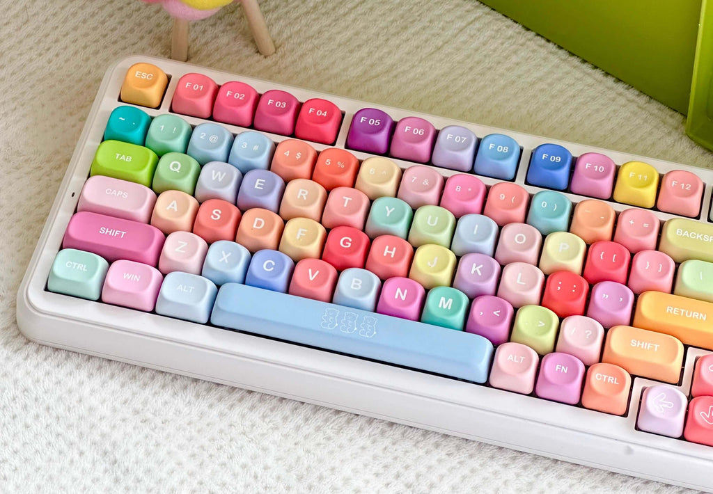 KeycapGuru Rainbow Candy MOA Keycap Set - PBT, 133 Keys