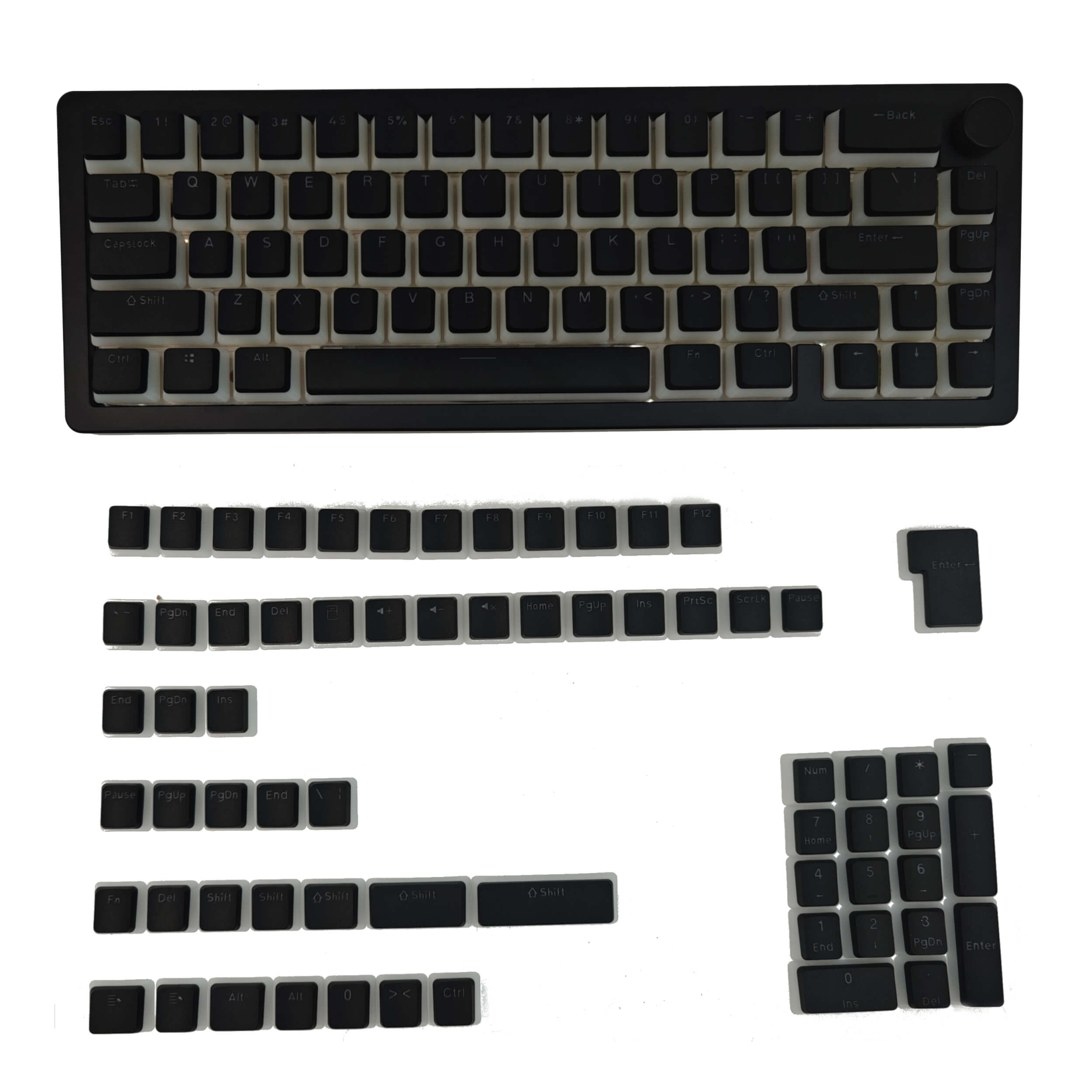 KeycapGuru Black OEM Pudding Keycap Set - PBT+PC, 129 Keys