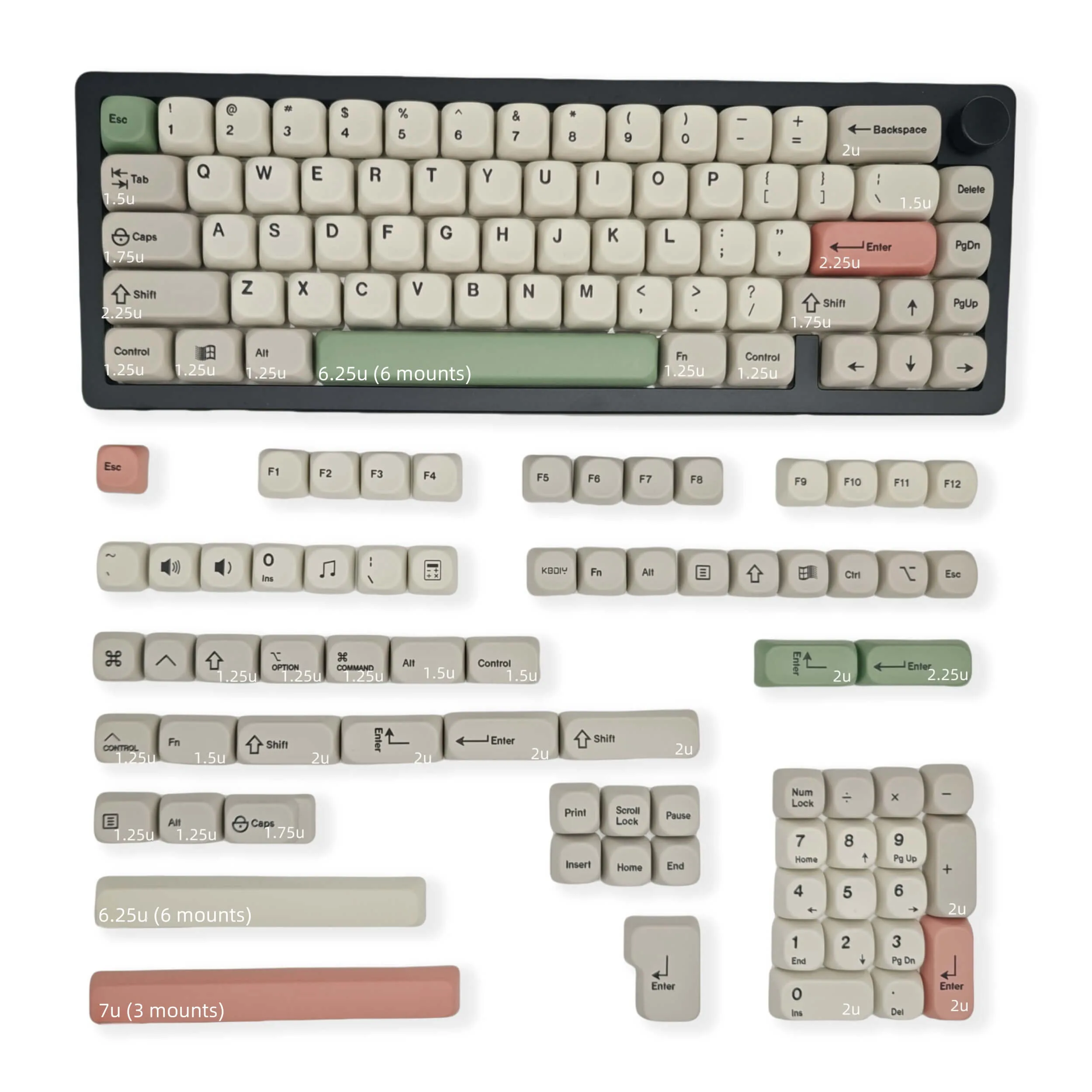 KeycapGuru Nostalgia MOA Keycap Set - PBT, 139 Keys