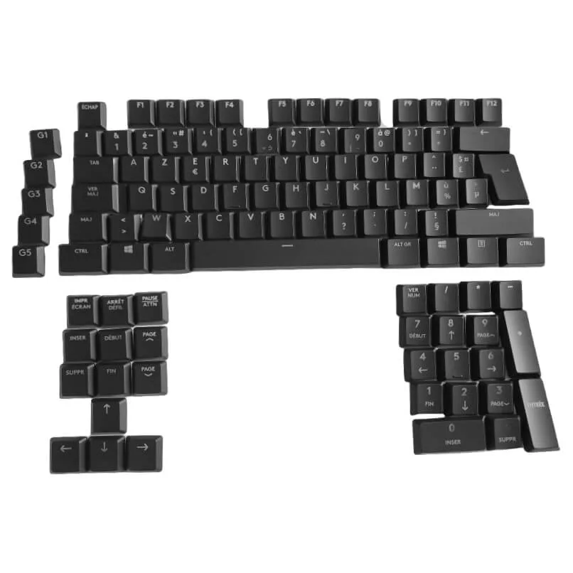 KeycapGuru Logitech G915 / G913 / G815 / G813 Low Profile Mechanical Keyboards Replacement Keycap Set, French, Full Size, Black