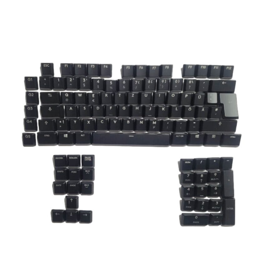 KeycapGuru Logitech G915 / G913 / G815 / G813 Low Profile Mechanical Keyboards Replacement Keycap Set, German, Full Size, Black